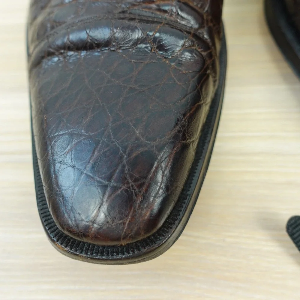 Bergdorf Goodman Crocodile Oxford Dress Shoes Mens 10.5 Brick Brown Luxury $1500